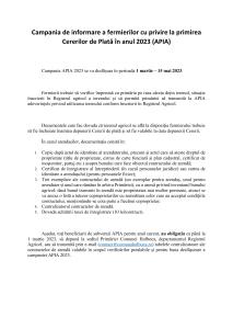 Campania de informare a fermierilor cu privire la primirea Cererilor de Plată în anul 2023 (APIA)